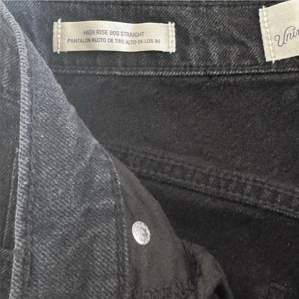 Universal Thread High Rise 90s Straight Leg Jeans Stretch Black Denim 00 R NWT - Picture 3 of 13